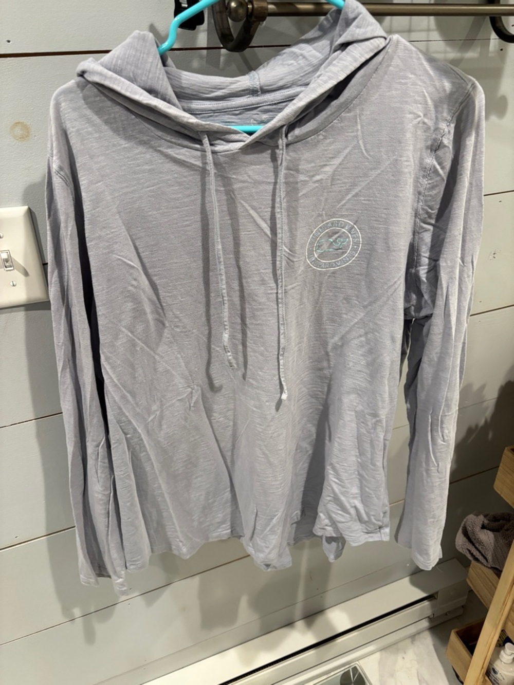 Vineyard vines Light Gray Hooded Long Sleeve Tee with Subtle Logo